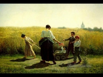  Land Kunst - die Abfahrt für die Felder Landschaft Realist Jules Breton